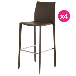 Lot de 4 Chaises de Bar Simili-Cuir Sable KosyForm