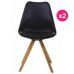 2er Set Stühle schwarz Sockel Eiche KosyForm