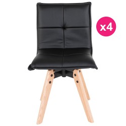 Conjunto de 4 cadeiras couro preto KosyForm