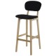 Lot de 2 Chaises de Bar Tissus Noir et Piétement Chêne Ana KosyForm