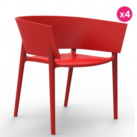 Set of 4 chairs Vondom design Africa Red