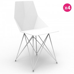 Set of 4 chairs FAZ Vondom feet stainless steel white without armrests