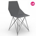 Lot de 4 Chaises Faz Vondom Pieds Inox Noir sans Accoudoirs