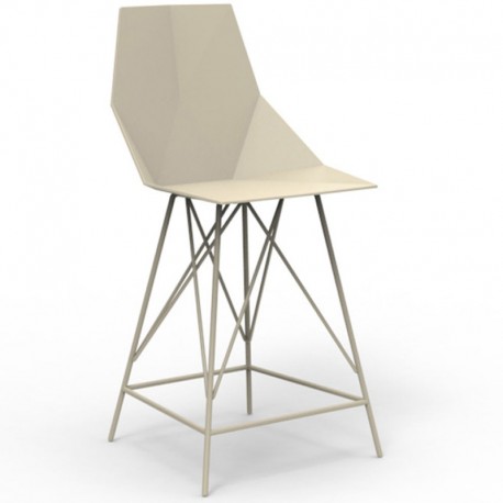2-Pack high stool FAZ Vondom ecru and metal with armrests