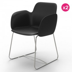 Pack of 2 chairs Vondom Pezzettina black Matt and metal