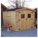 Habrita Solid Wood Garden Shelter 5.76 m2 com piso e telhado em placas de madeira ondulada