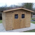 Thermabri Garden Shelter in Solid Wood of 10.33 m2 with Onduline Habrita Roof