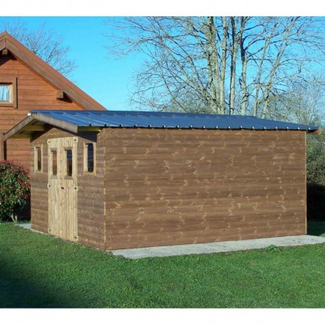 Abri de Jardin Thermabri en Bois massif de 23,82 m2 avec Toiture en acier Habrita