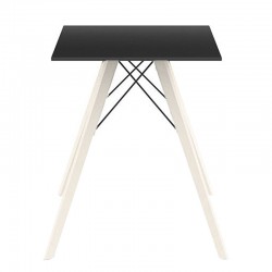 Mesa de jantar Vondom Faz Wood preto quadrado top e pés de carvalho natural