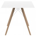 Dining Table Vondom Faz Wood Tray 80 White Square and Natural Oak Feet