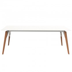 Table Vondom Faz Wood Plateau 200x90 White and Feet Natural Oak