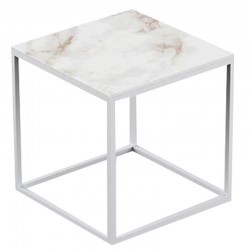 Table basse carrée Pixel Vondom Dekton Entzo blanc et pieds blancs 40x40xH25