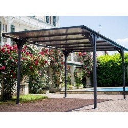 Carport Flachdach 14,70m2 aus Aluminium und Polycarbonat Habrita