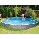 Pool Azuro Round 360x120 estilo pedras cinzas com filtro de areia