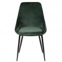 Set of 4 chairs meal velvet green with Base Metal Black Kari KosyForm