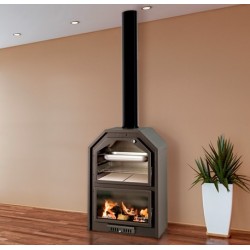 Ferlux wood stove with Forno 60 oven in 16kW steel with glass