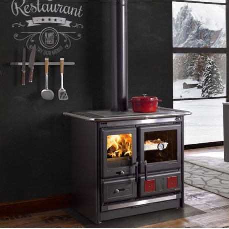 Fogão a lenha Nordica Extraflame Rosa L 9kW Preto