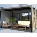 Pergola Bioclimatique Habrita aluminium anthracite 10,80 m2 ventelles imitation bois