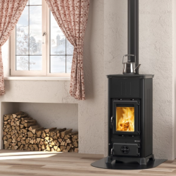 Estufa de leña La Nordica Emiliana Steel 6.5kW negro antracita