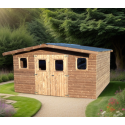 Habrita Thermabri solid wood garden shed 15.14 m2 with steel roof