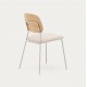 Set van 4 Linda VeryForma beige chenille metalen stoelen en kussen