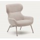 Fauteuil Lina en tissu chenille beige et acier VeryForma